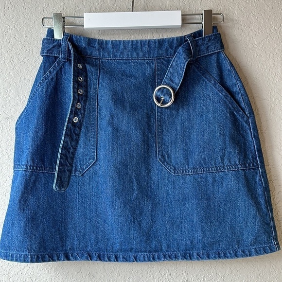 Gianni Bini Belted Denim Mini Skirt Size S - Picture 4 of 15